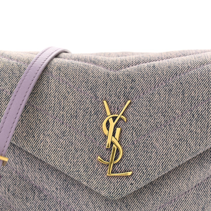 Saint Laurent Denim Y Quilted Monogram Toy Loulou Crossbody Bag Bleached Lilac 8 of 10