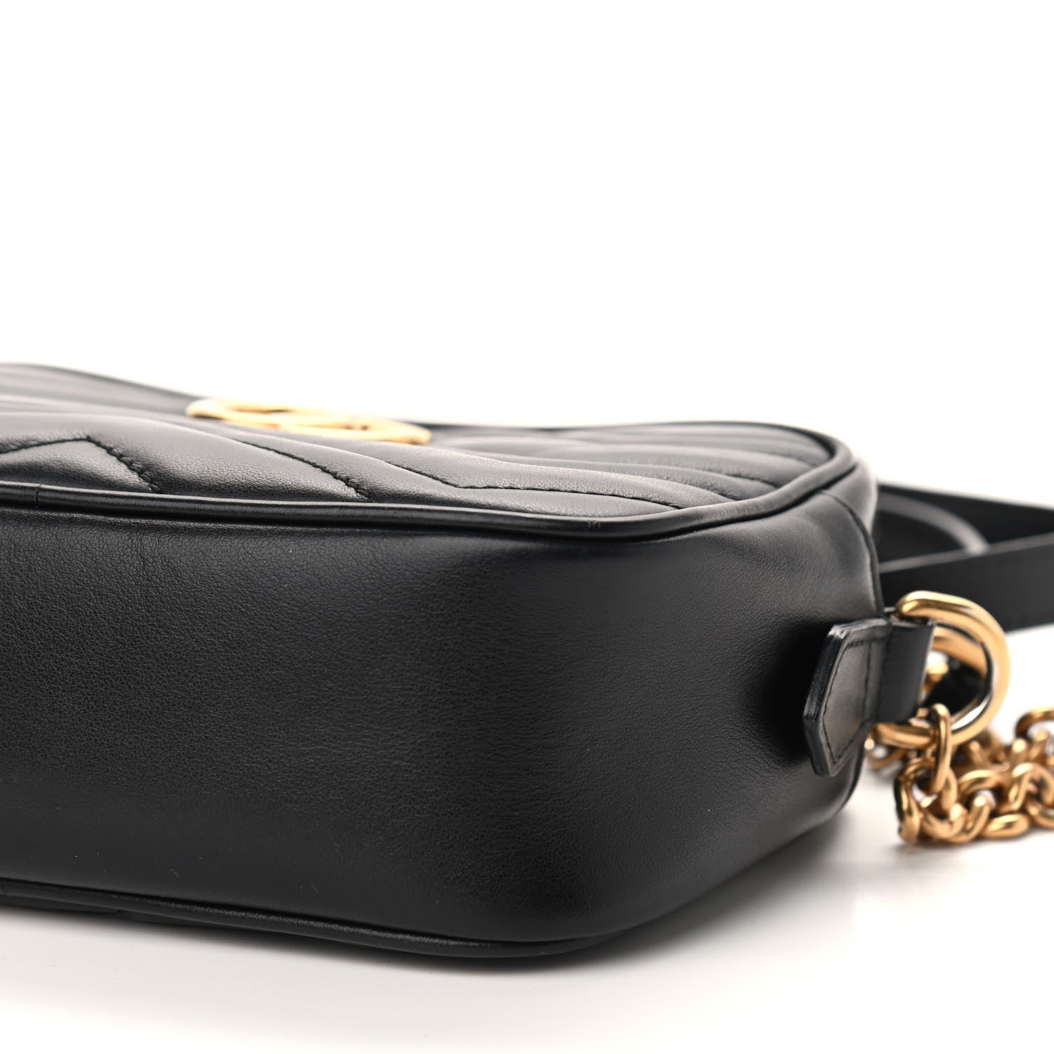 Gucci Calfskin Matelasse Mini GG Marmont Chain Shoulder Bag Black 9 of 9