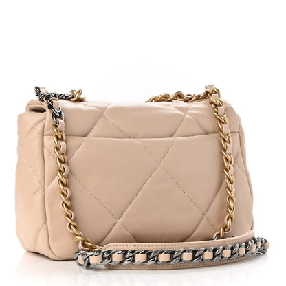 Chanel Goatskin Quilted Medium Chanel 19 Flap Light Beige 3 of 10