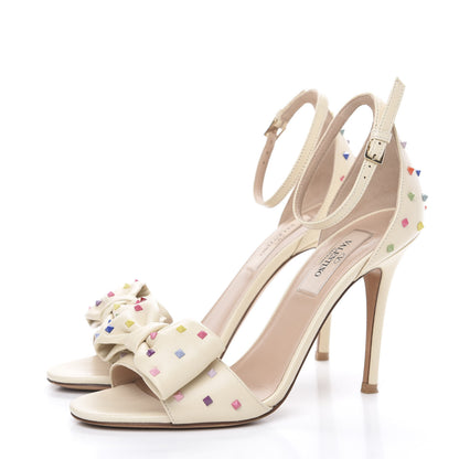 Valentino Garavani Nappa Rainbow Rockstud D'Orsay 105mm Sandals 35.5 Light Ivory Multicolor 3 of 9