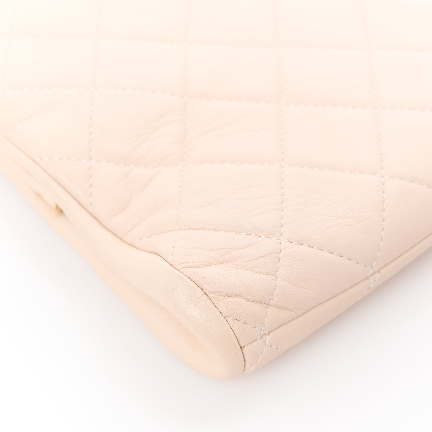 Chanel Lambskin Quilted Clutch Beige 10 of 11