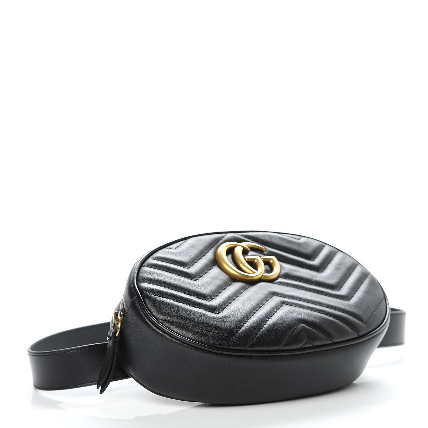 Gucci Calfskin Matelasse GG Marmont Belt Bag 85 34 Black 4 of 11