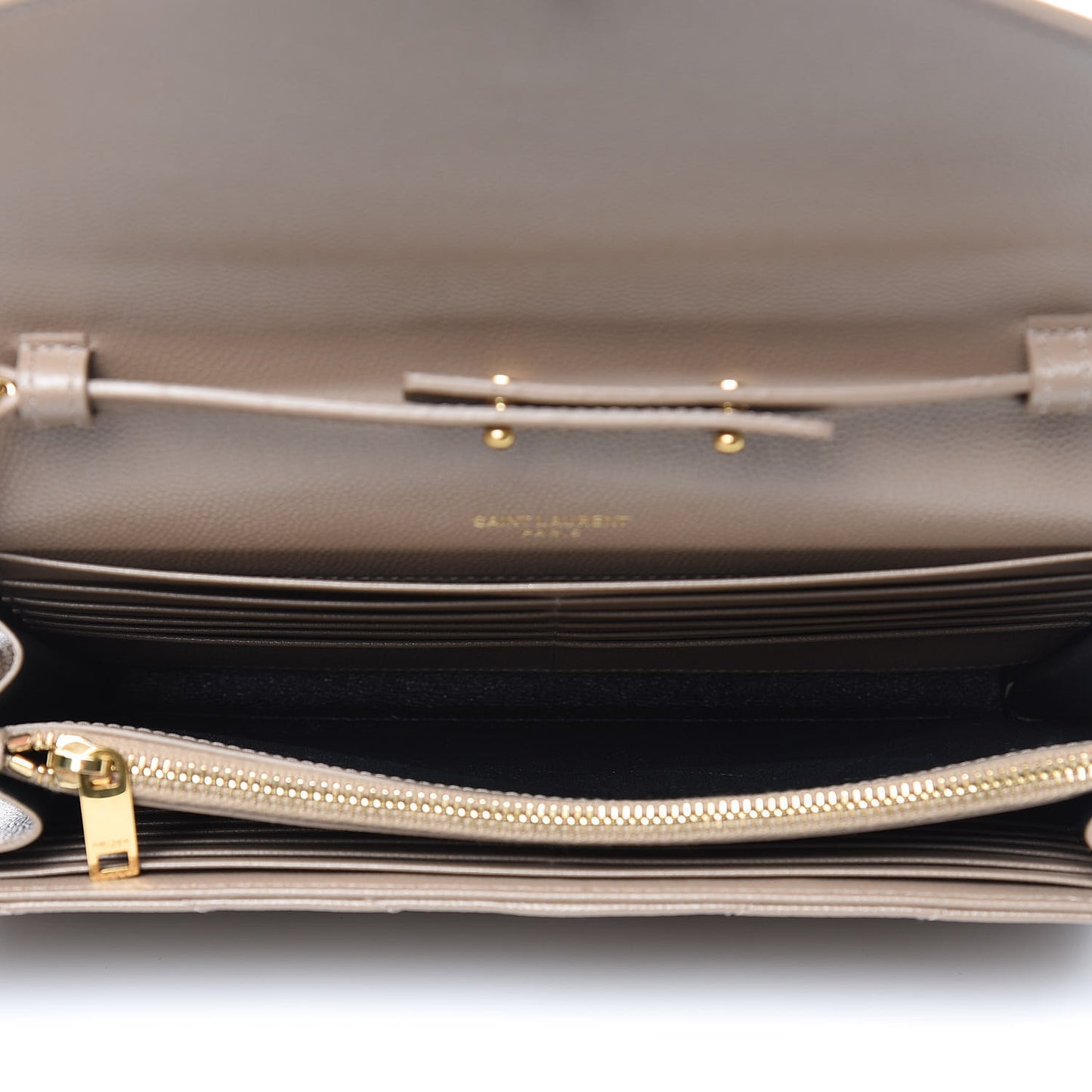 Grain De Poudre Matelasse Chevron Monogram Chain Wallet Light Taupe