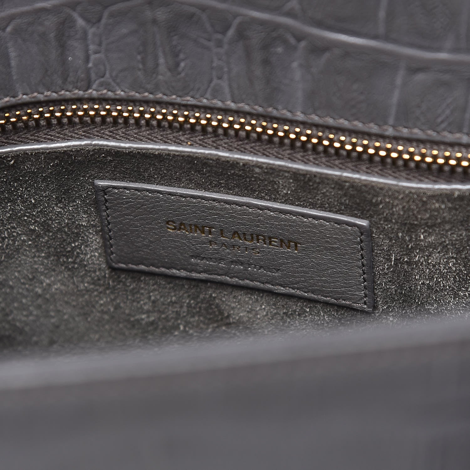 Saint Laurent Calfskin Crocodile Embossed Small Sac De Jour Earth 6 of 10