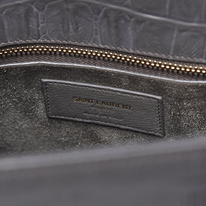 Saint Laurent Calfskin Crocodile Embossed Small Sac De Jour Earth 6 of 10