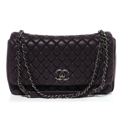 Chanel Iridescent Calfskin Quilted Large New Bubble Flap Plum 1 of 8
