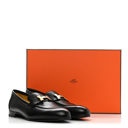Hermes Goatskin Womens Paris Loafers 39.5 Black 9 of 9
