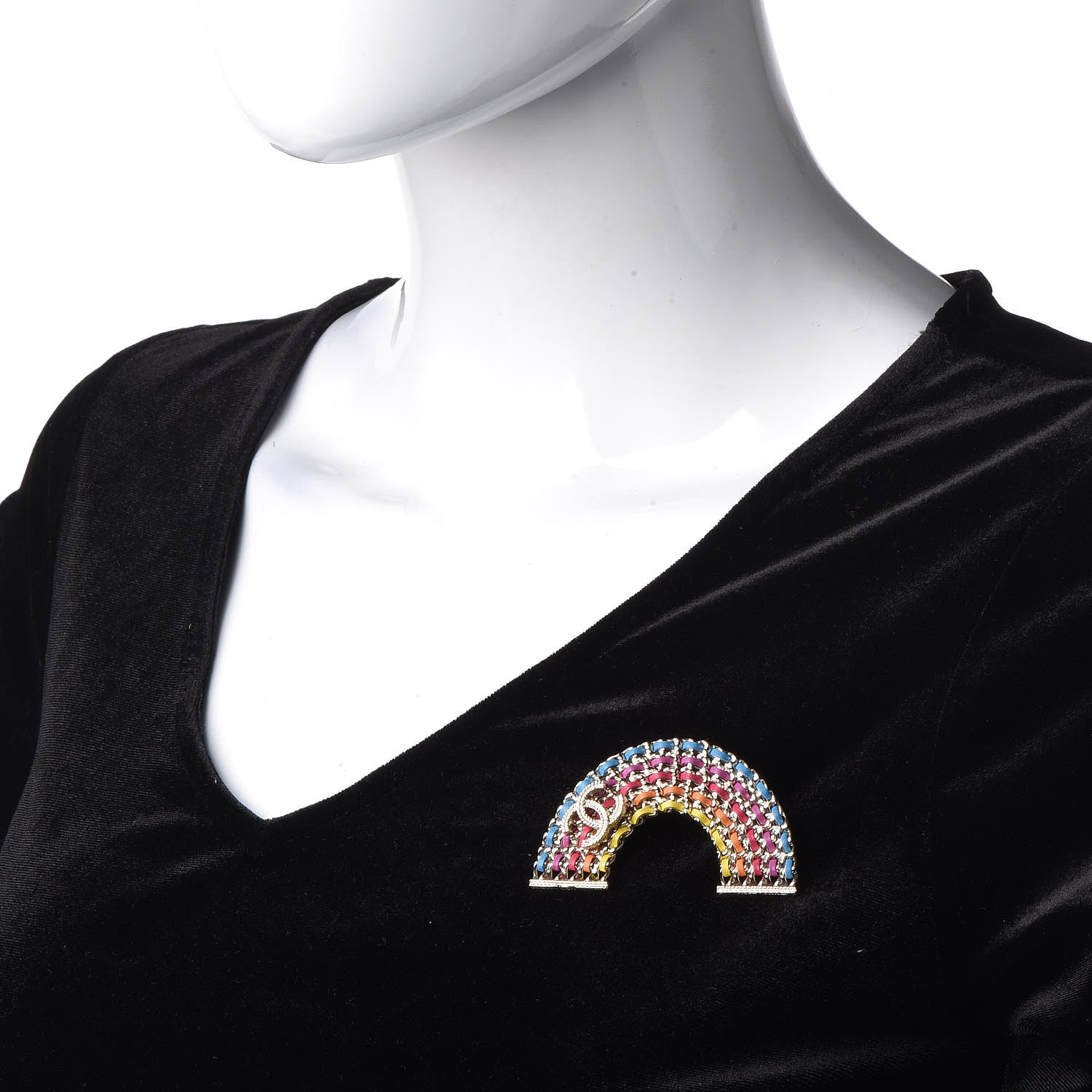 Chanel Lambskin Chain Rainbow CC Brooch Gold Multicolor 2 of 5