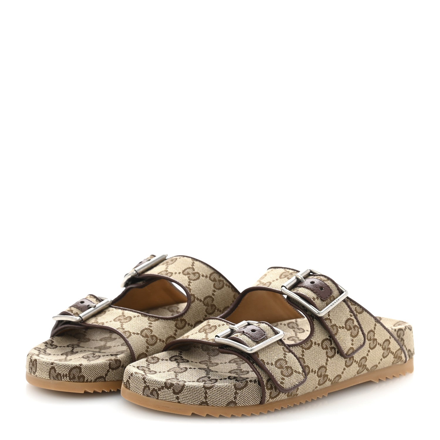 Gucci GG Monogram Lavaredo Eco Fabric Mens Slide Sandals With Straps 6 Beige Ebony Light Brown 4 of 10