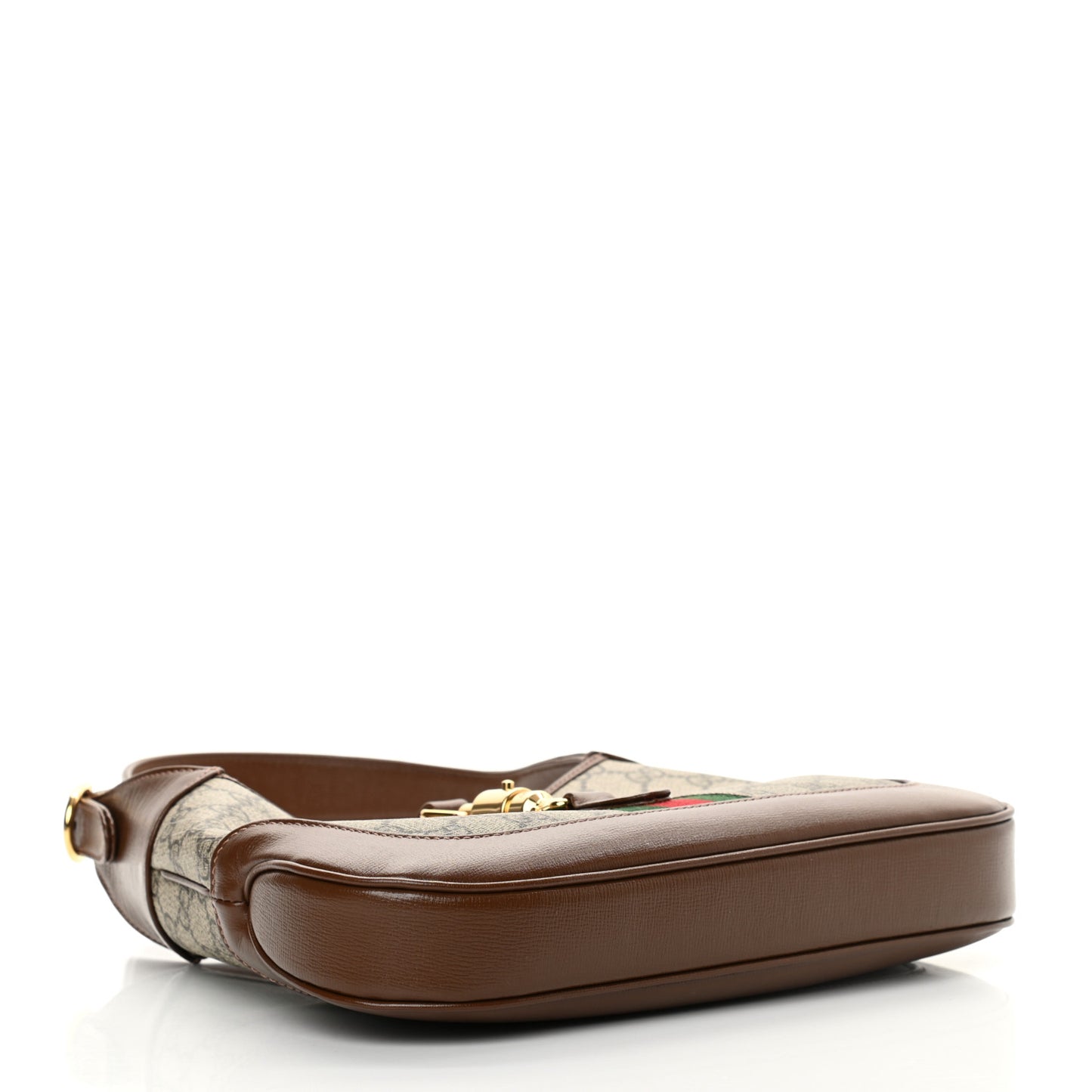 GG Supreme Monogram Azalea Calfskin Web Small Jackie 1961 Hobo Beige Ebony Brown Sugar