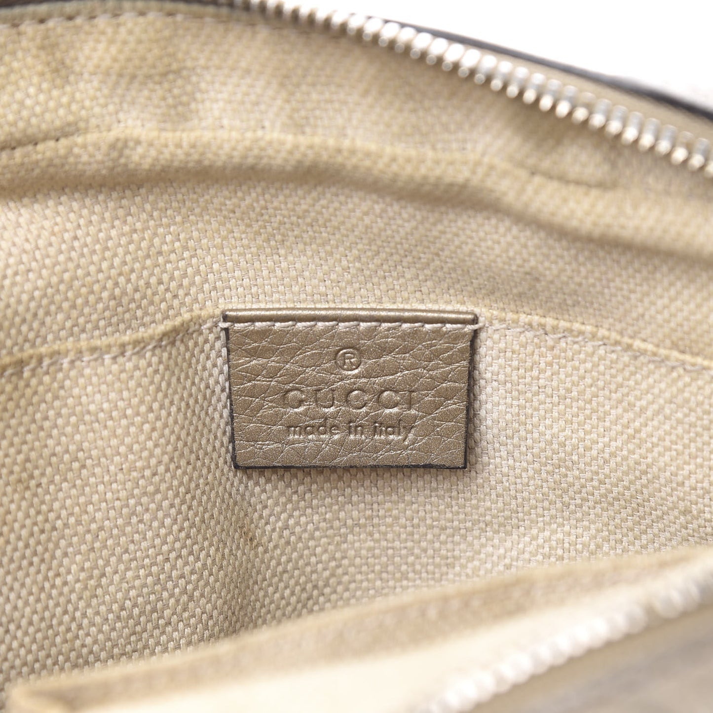 Metallic Pebbled Calfskin Small Soho Disco Bag Golden Beige