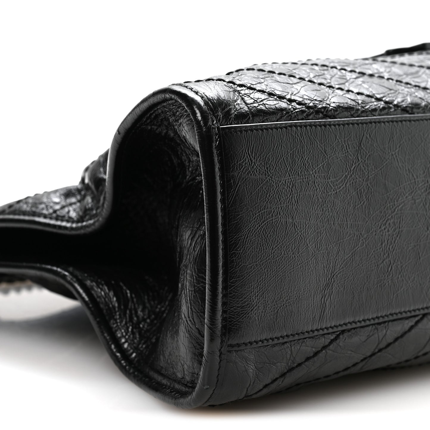 Crinkled Calfskin Matelasse Monogram Medium Niki Shopper Tote Black