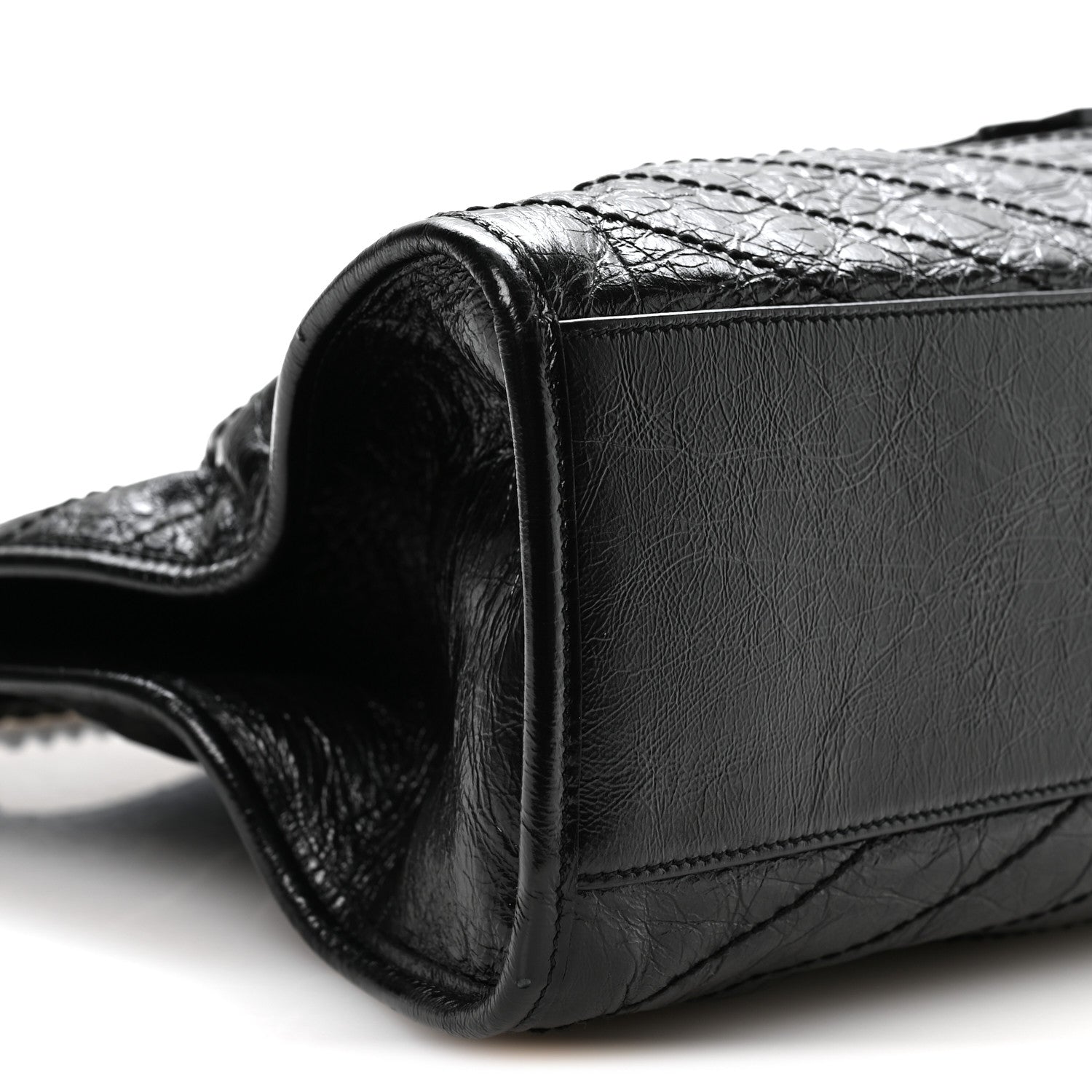 Saint Laurent Crinkled Calfskin Matelasse Monogram Medium Niki Shopper Tote Black 9 of 10