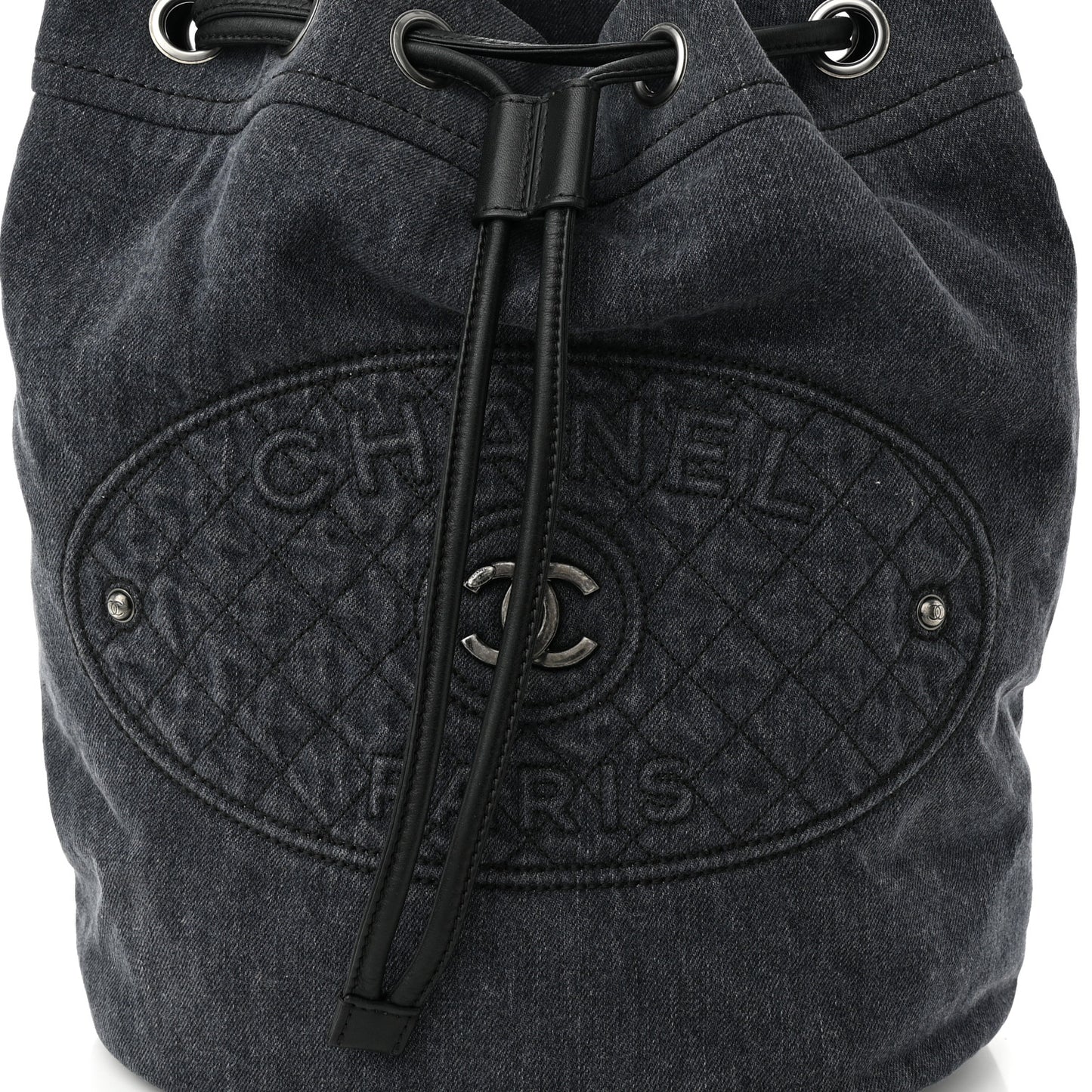 Denim Drawstring Backpack Blue