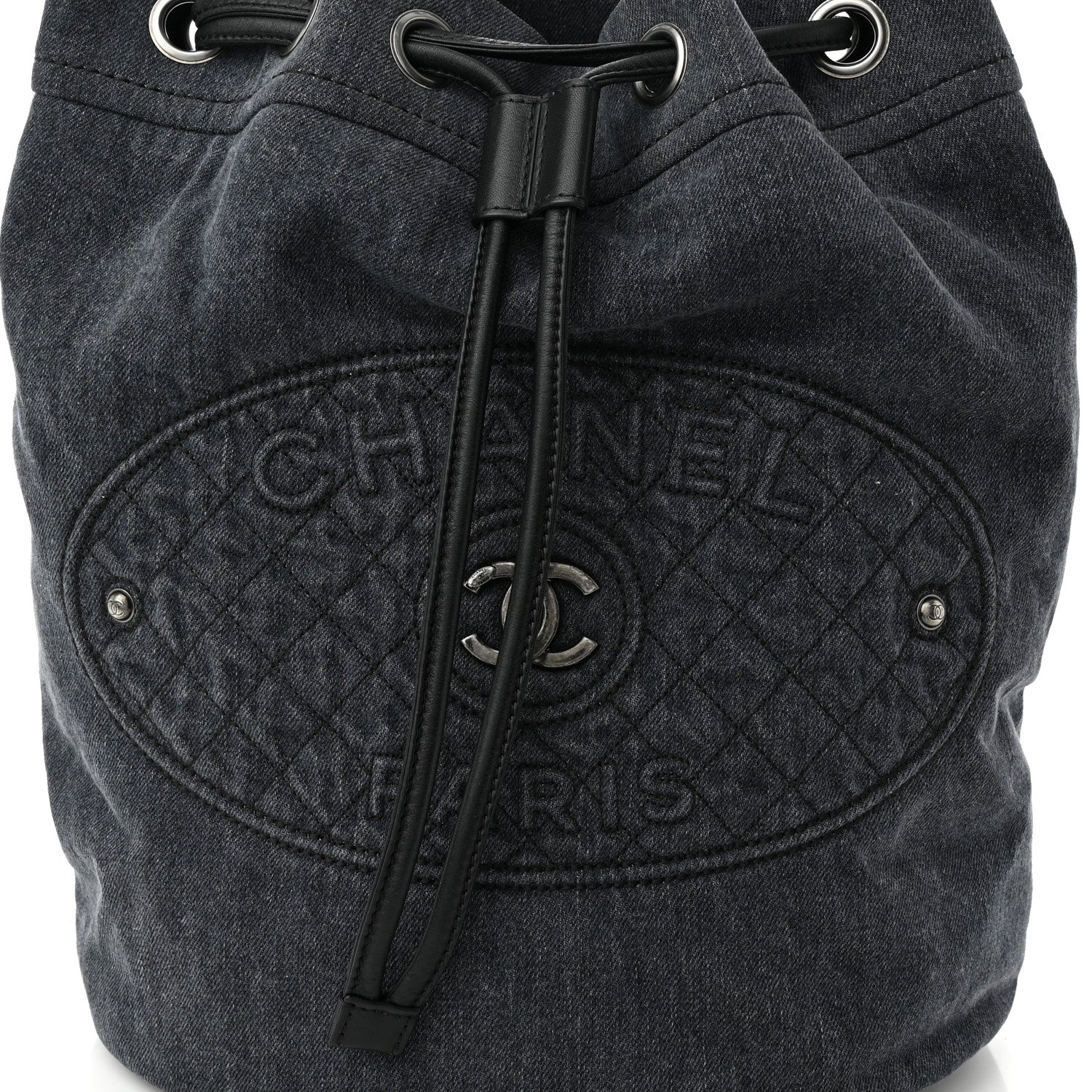 Chanel Denim Drawstring Backpack Blue 8 of 10