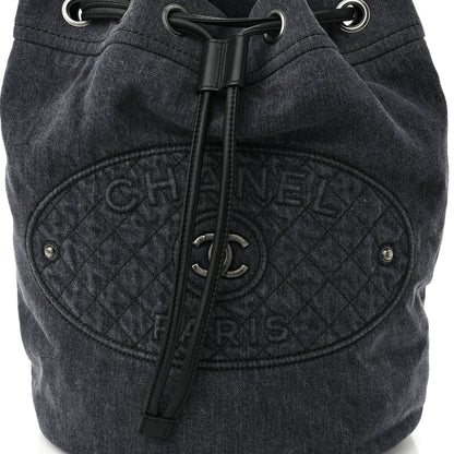 Chanel Denim Drawstring Backpack Blue 8 of 10