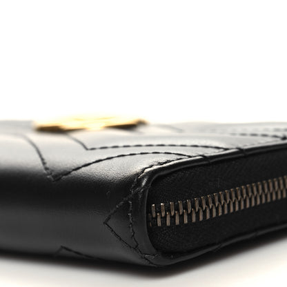 Gucci Calfskin Matelasse GG Marmont Zip Around Wallet Black 10 of 11