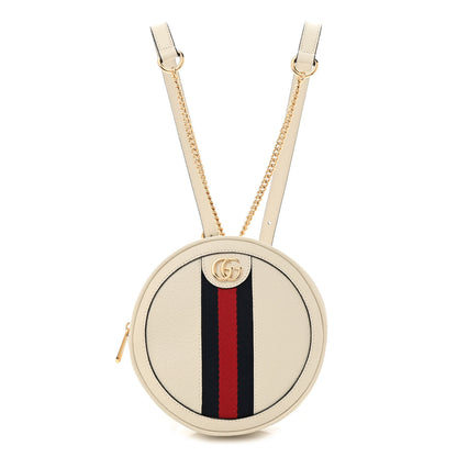 Gucci Textured Calfskin Web Mini Ophidia Round Backpack Mystic White 1 of 8
