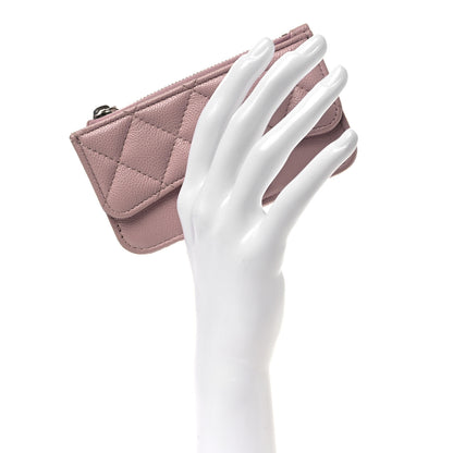Chanel Caviar Quilted Flap Zip Card Holder Light Pink 2 of 10