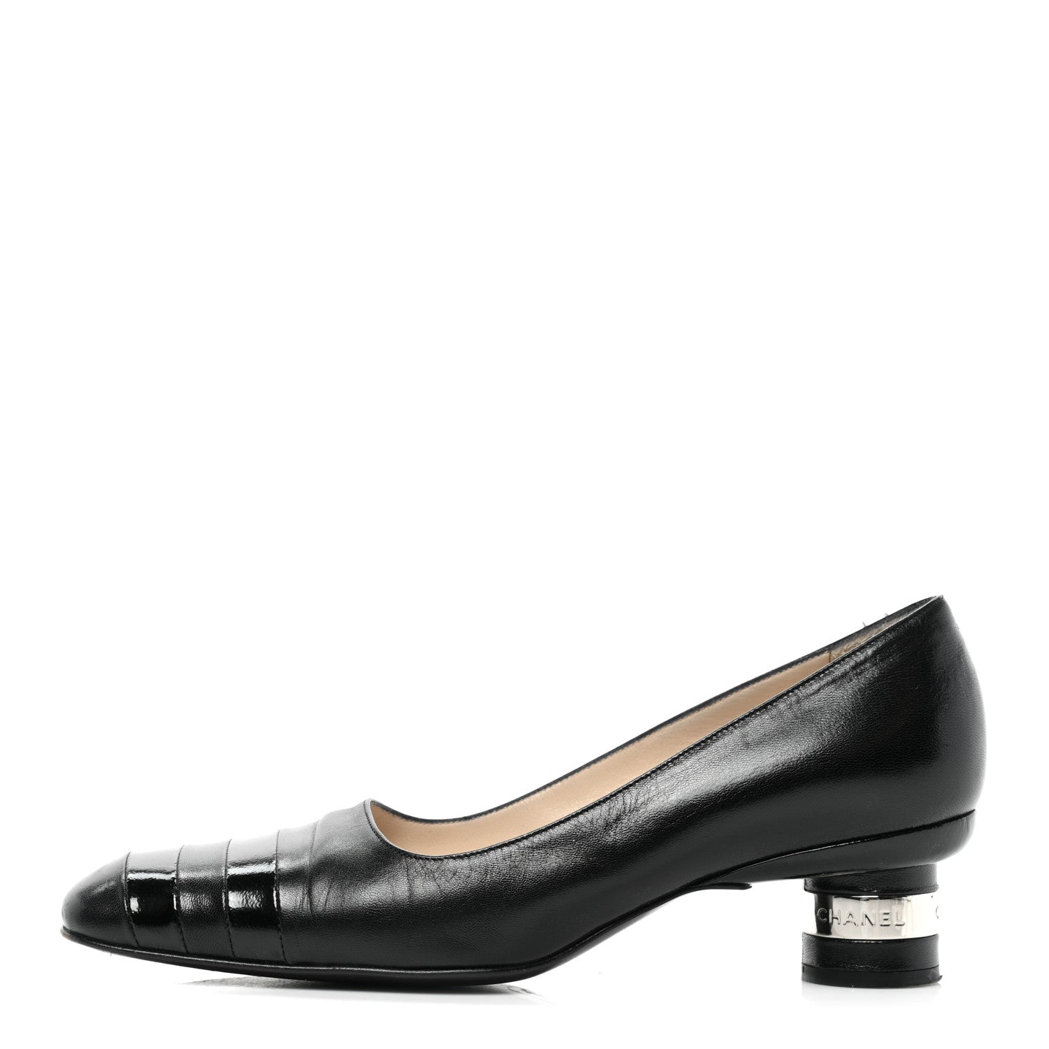 Chanel Lambskin Patent Pumps 38.5 Black 1 of 10
