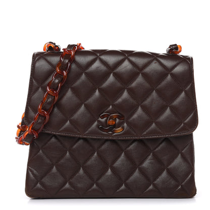 Chanel Lambskin Tortoise Square Chain Flap Brown 1 of 21