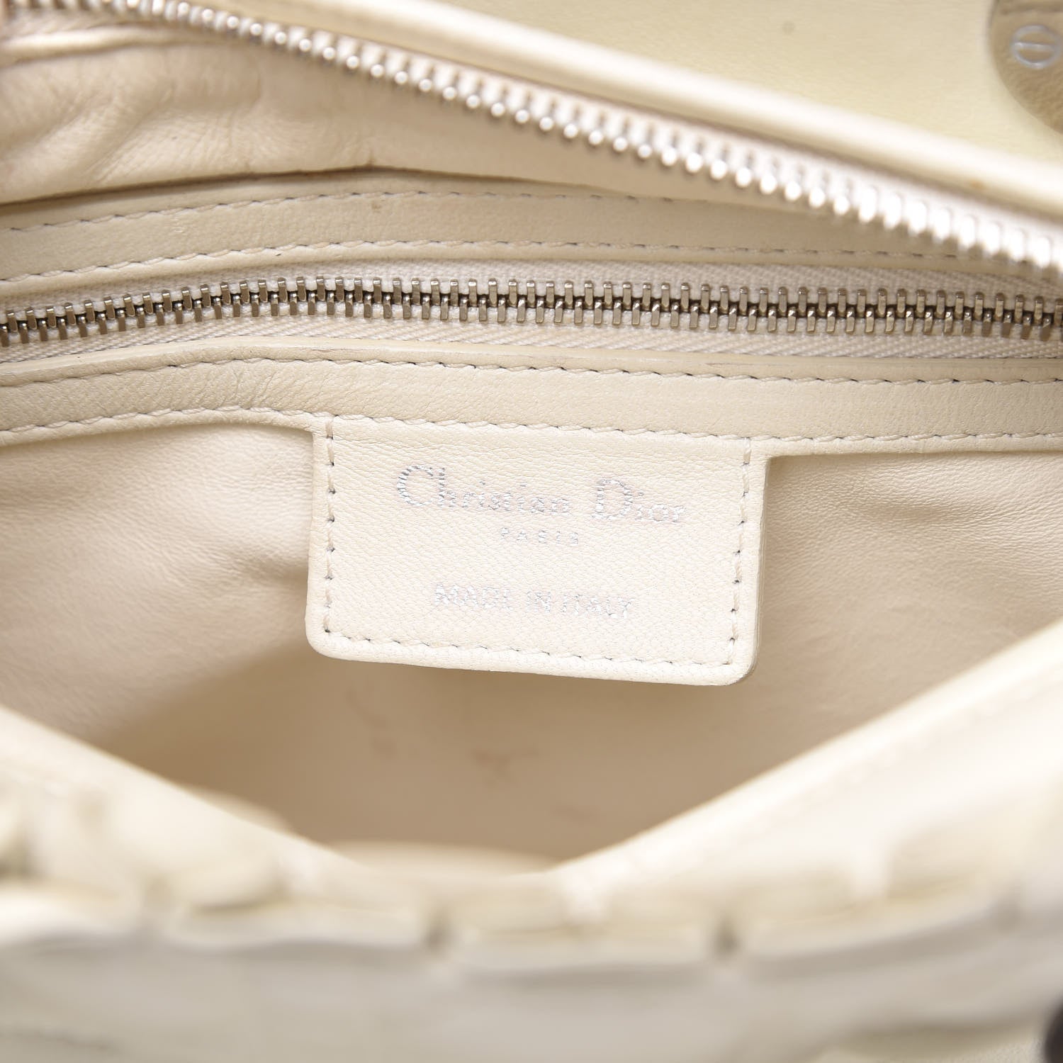 Christian Dior Lambskin Cannage Ruffle Trim Medium Lady Dior Off White 6 of 15