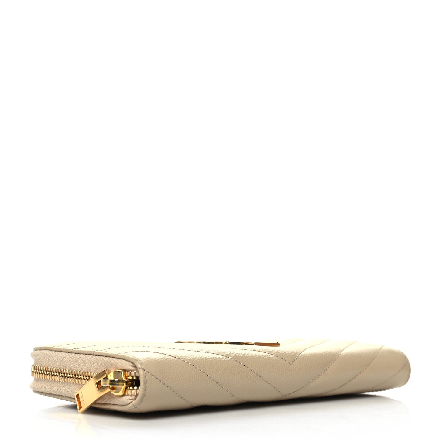 Grain De Poudre Matelasse Chevron Monogram Zip Around Wallet Dark Beige