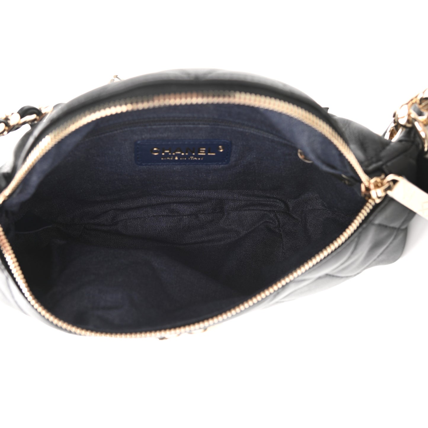 Lambskin Quilted Resin Bi-Color Waist Bag Fanny Pack Black