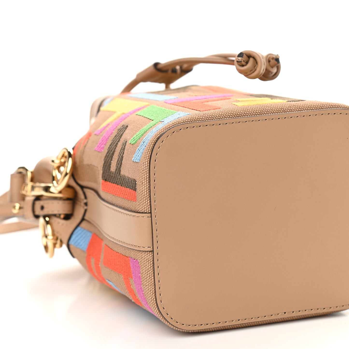 Canvas Vitello King F is Fendi FF Multicolor Embroidered Mini Mon Tresor Bucket Bag Multicolor Cuoio