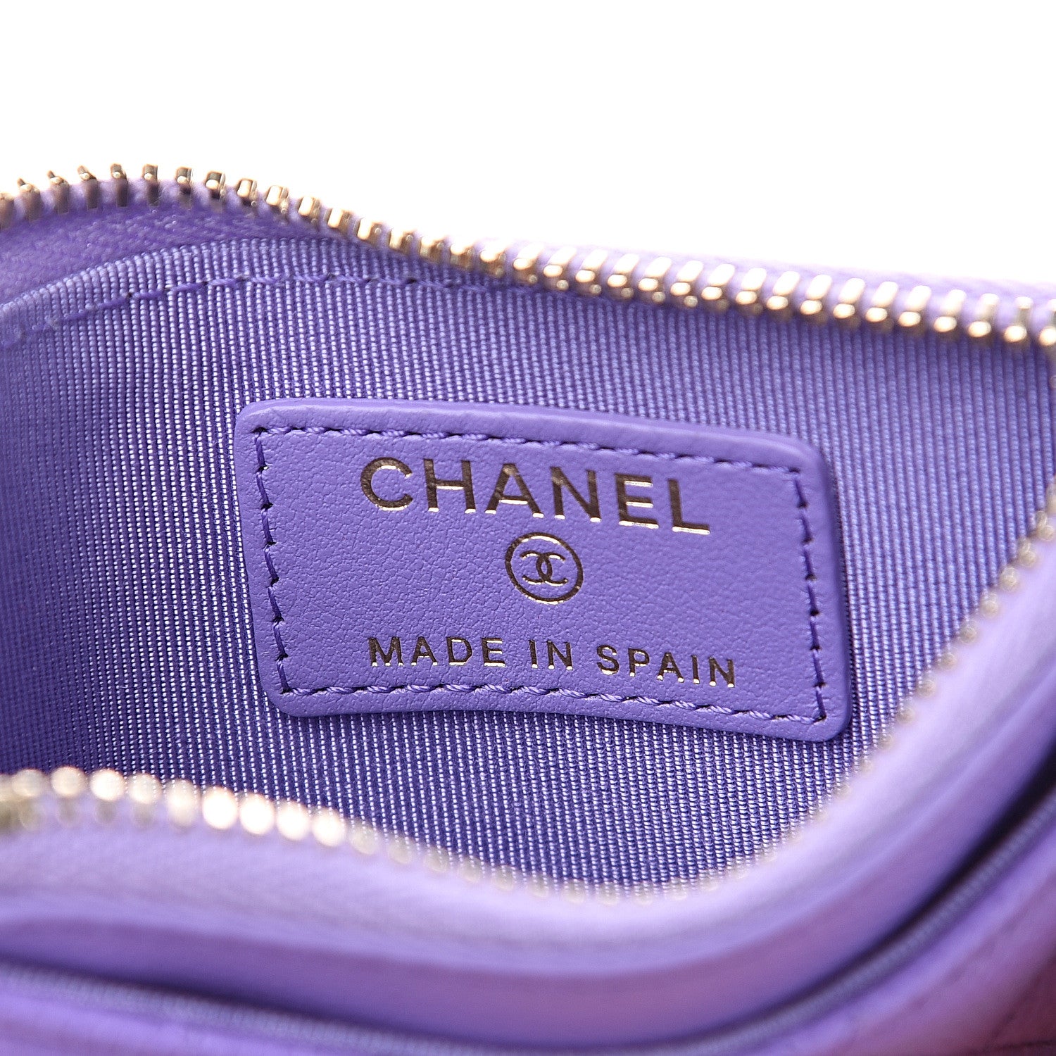 Chanel Caviar Quilted CC Zip Card Holder Purple 5 of 7