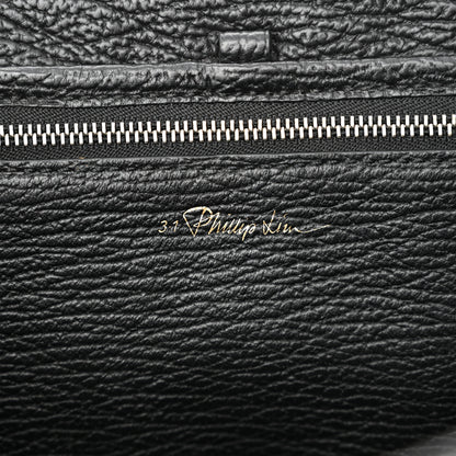 3.1 Phillip Lim PHILLIP LIM 3.1 Textured Calfskin Woven Panel Medium Pashli Satchel Black Silver 6 of 14