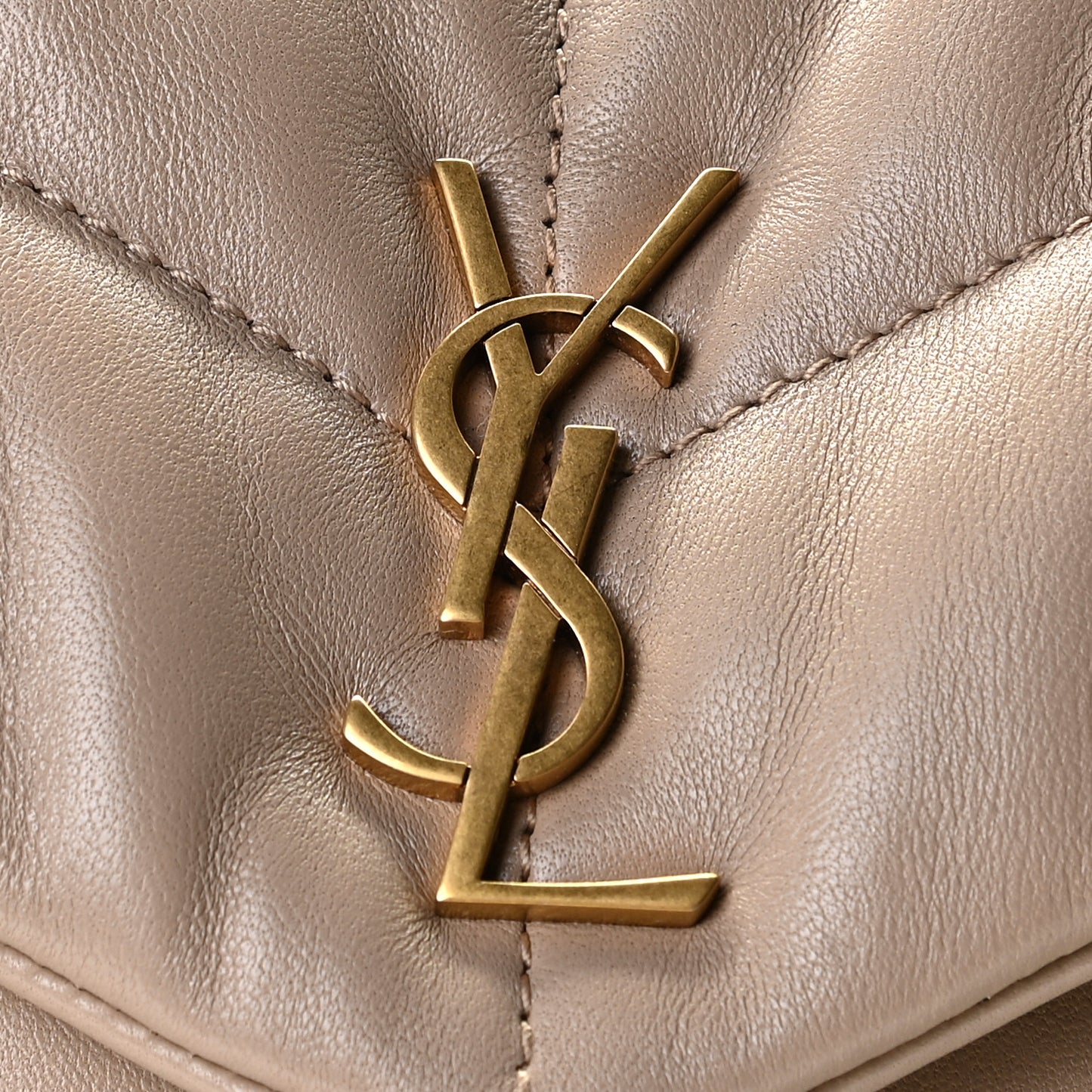 Lambskin Quilted Toy Loulou Puffer Monogram Chain Satchel Dark Beige