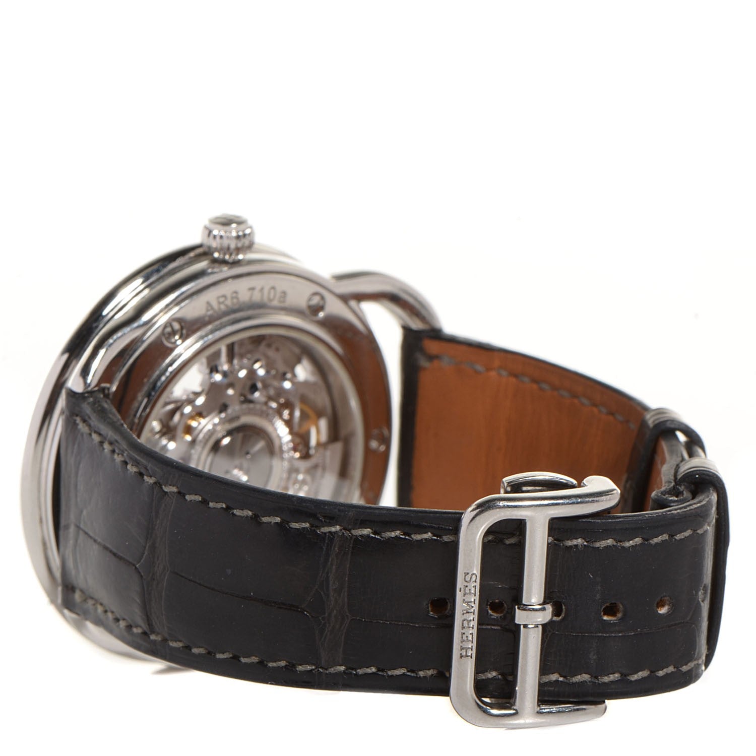 Hermes Stainless Steel Alligator 41mm Arceau Squelette Automatic Watch Noir 3 of 9