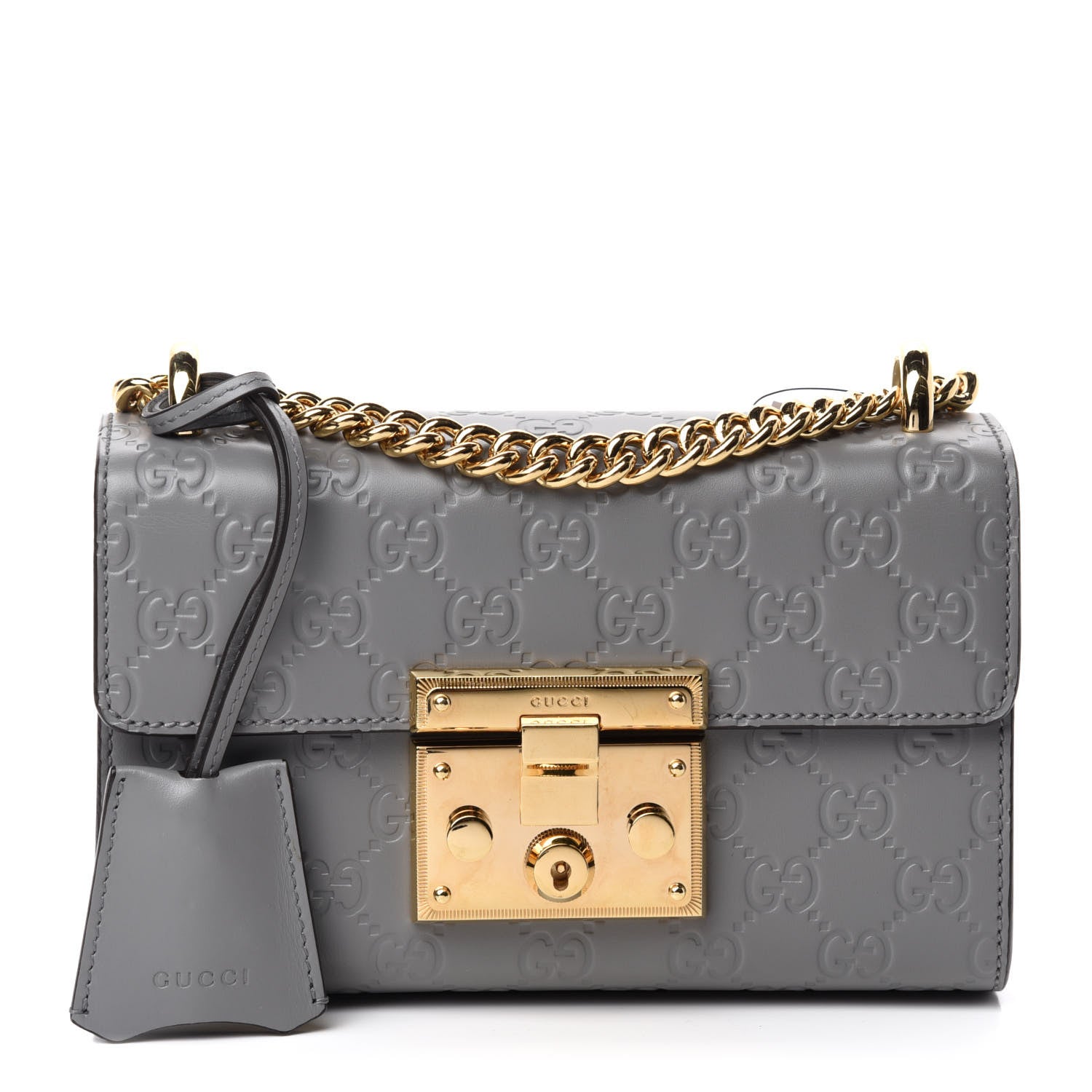 Gucci Guccissima Small Padlock Shoulder Bag Grey 1 of 11