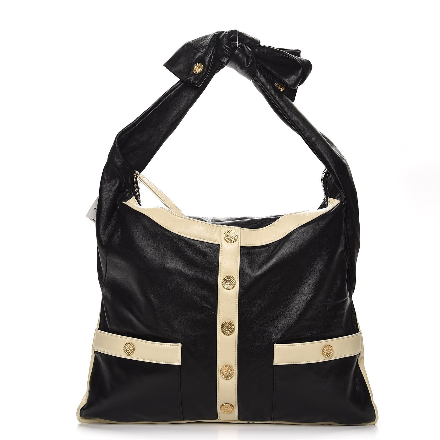 Lambskin Large Girl Bag Black Beige