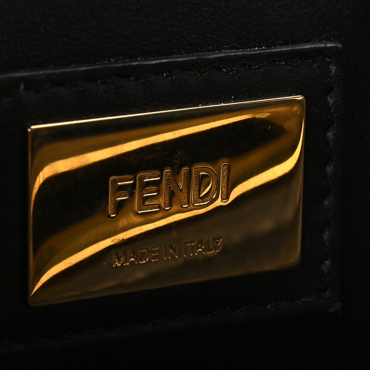 Fendi Vitello Seta Shiny Nappa Medium Peekaboo Iconic Satchel Black 9 of 12