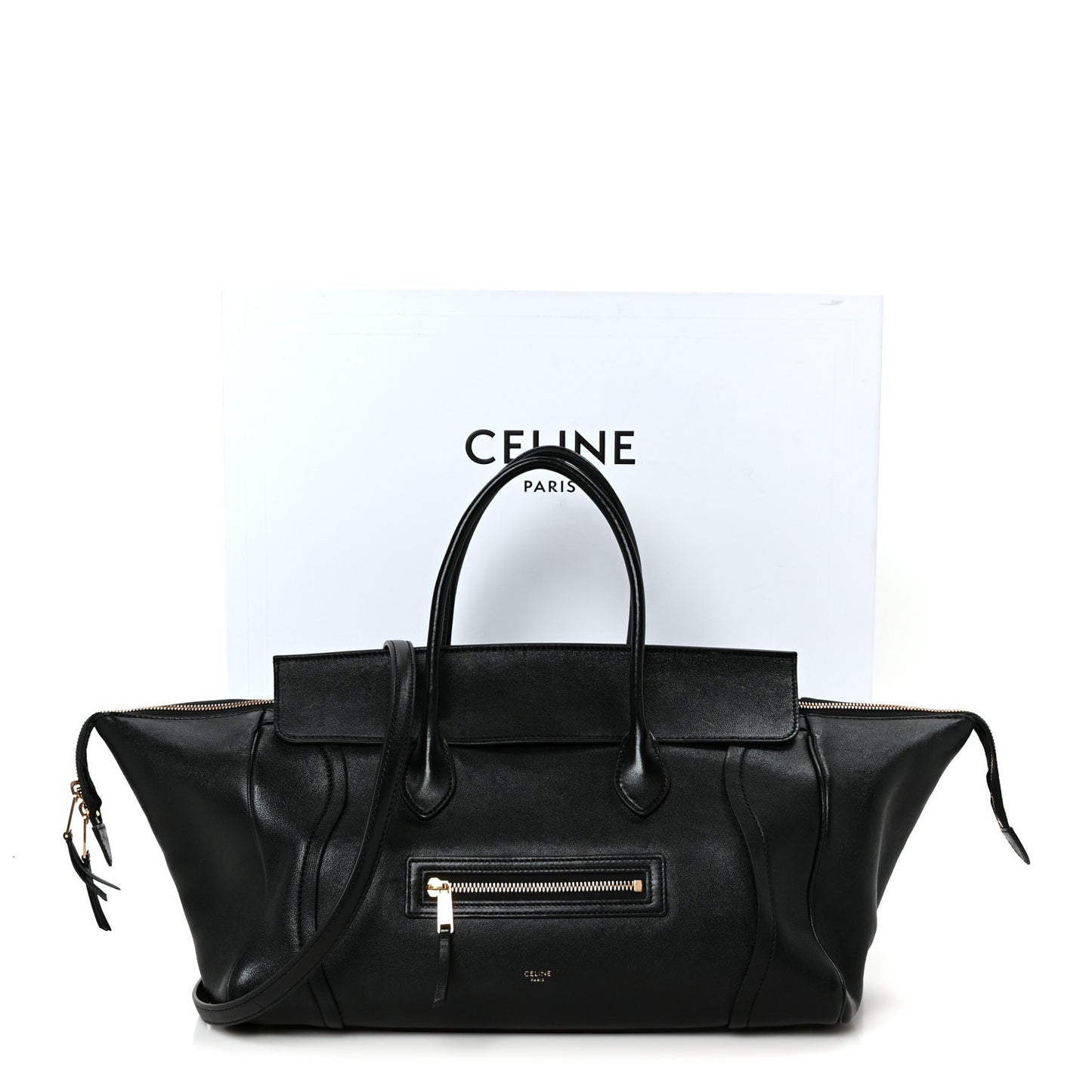 Supple Shiny Lambskin Medium Smiling New Luggage Black