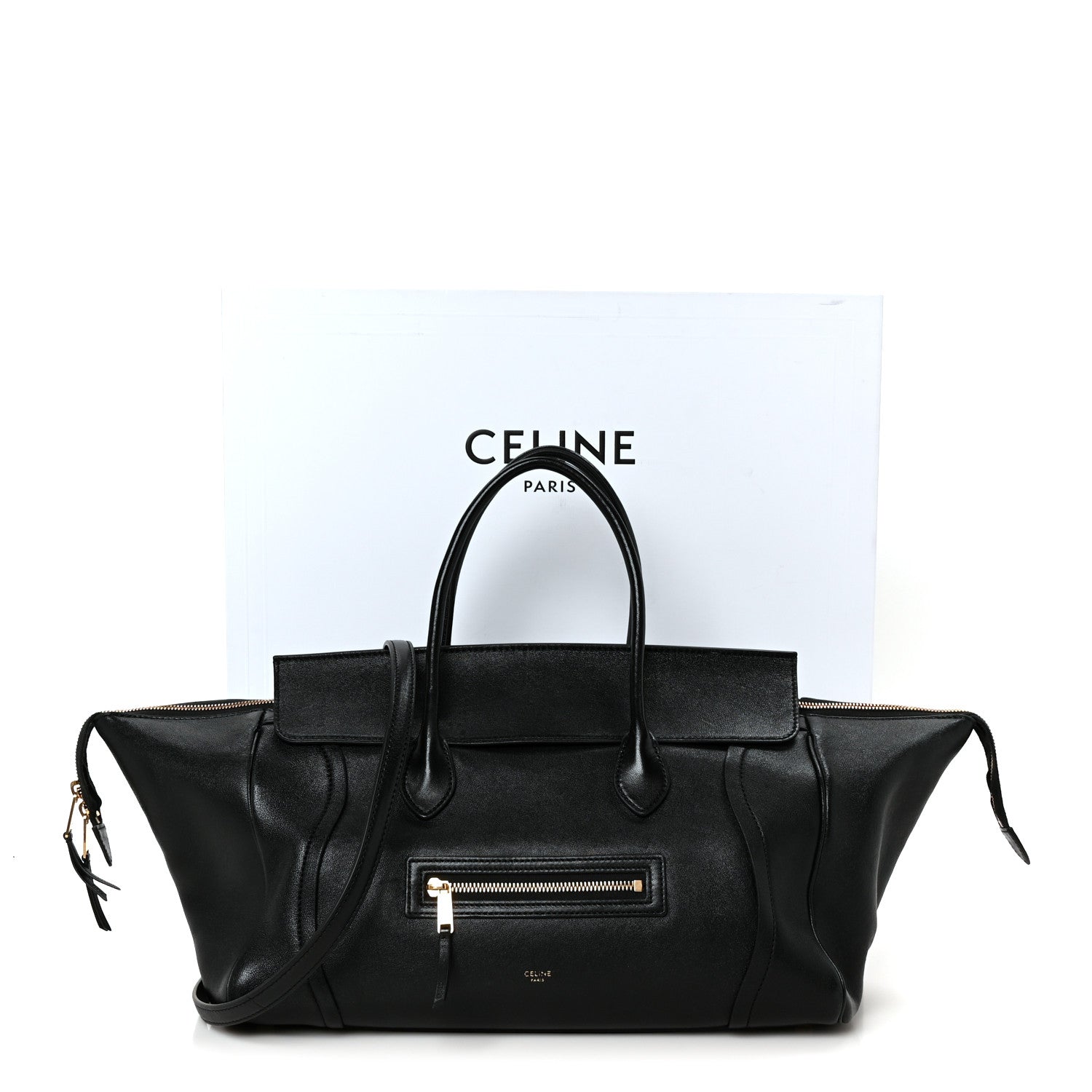 Celine Supple Shiny Lambskin Medium Smiling New Luggage Black 11 of 11
