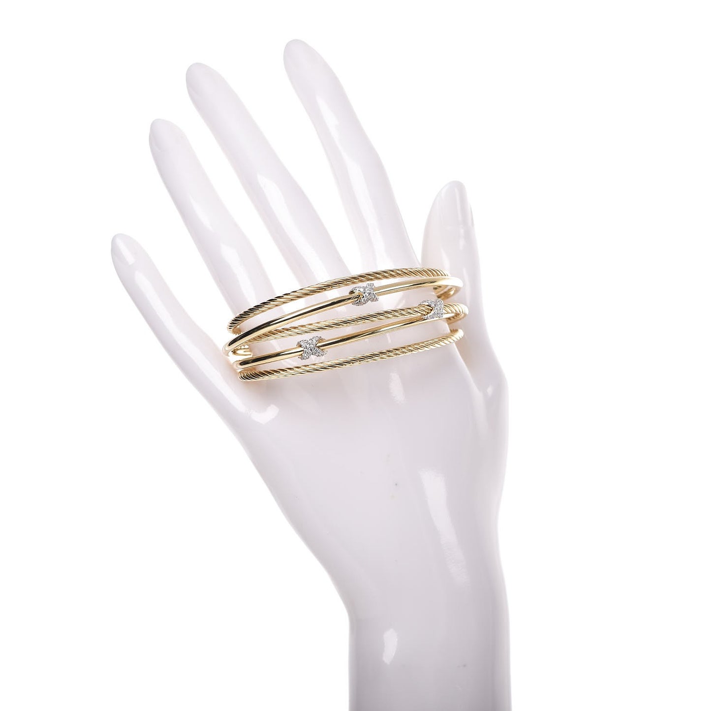 18K Yellow Gold Diamond 23mm X Crossover Cuff