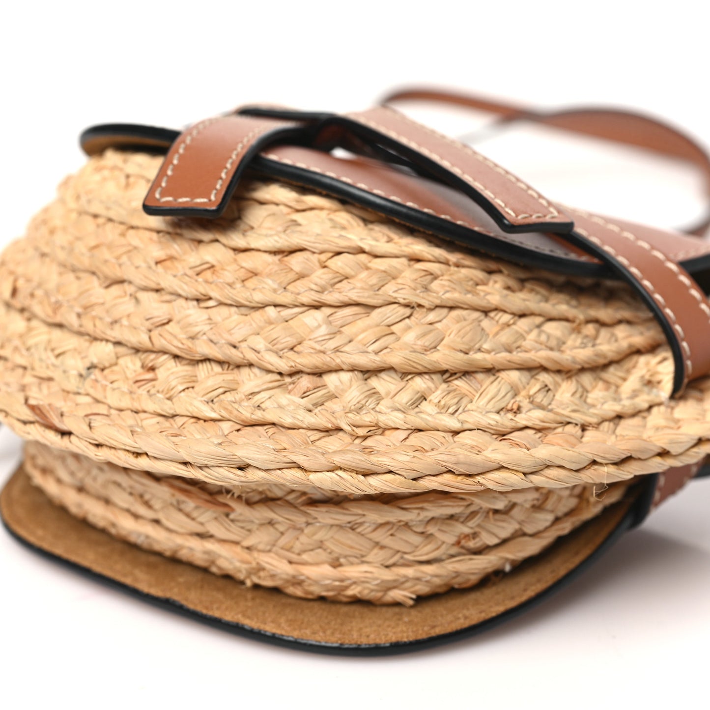 Calfskin Raffia Mini Gate Crossbody Bag Natural Tan