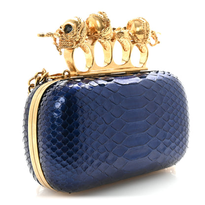 Alexander McQueen Snakeskin Knuckle Box Clutch Blue 3 of 9