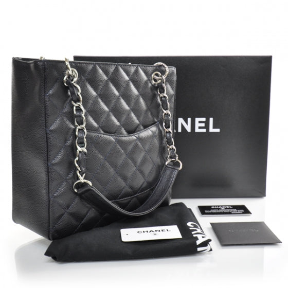 Chanel Caviar Petit Shopping Tote PST Navy 3 of 13