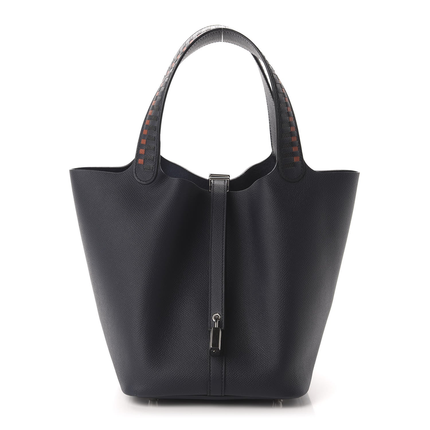 Hermes Epsom Tressage De Cuir Picotin Lock 22 MM Bleu Indigo Black Terre Battue 1 of 11