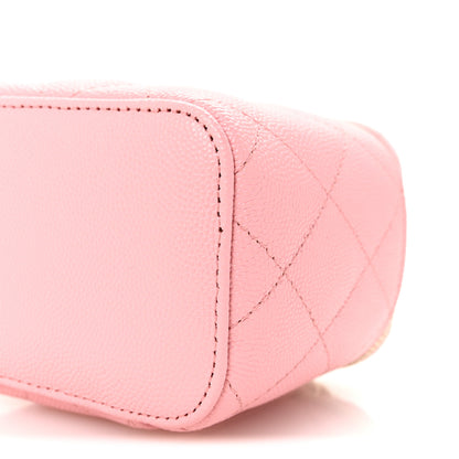 Chanel Caviar Quilted Mini Vanity Case With Chain Pink 18 of 19