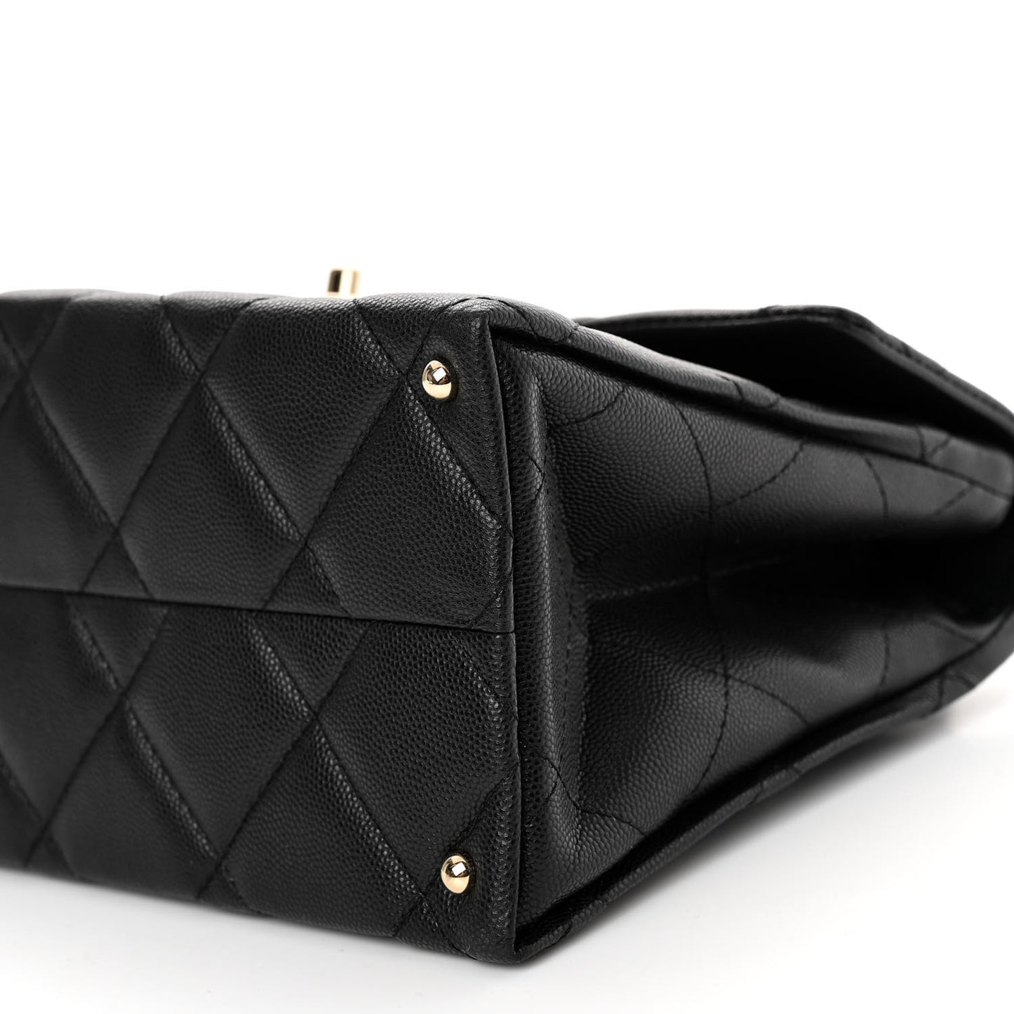 Caviar Quilted Medium Retro Twist Top Handle Flap Black