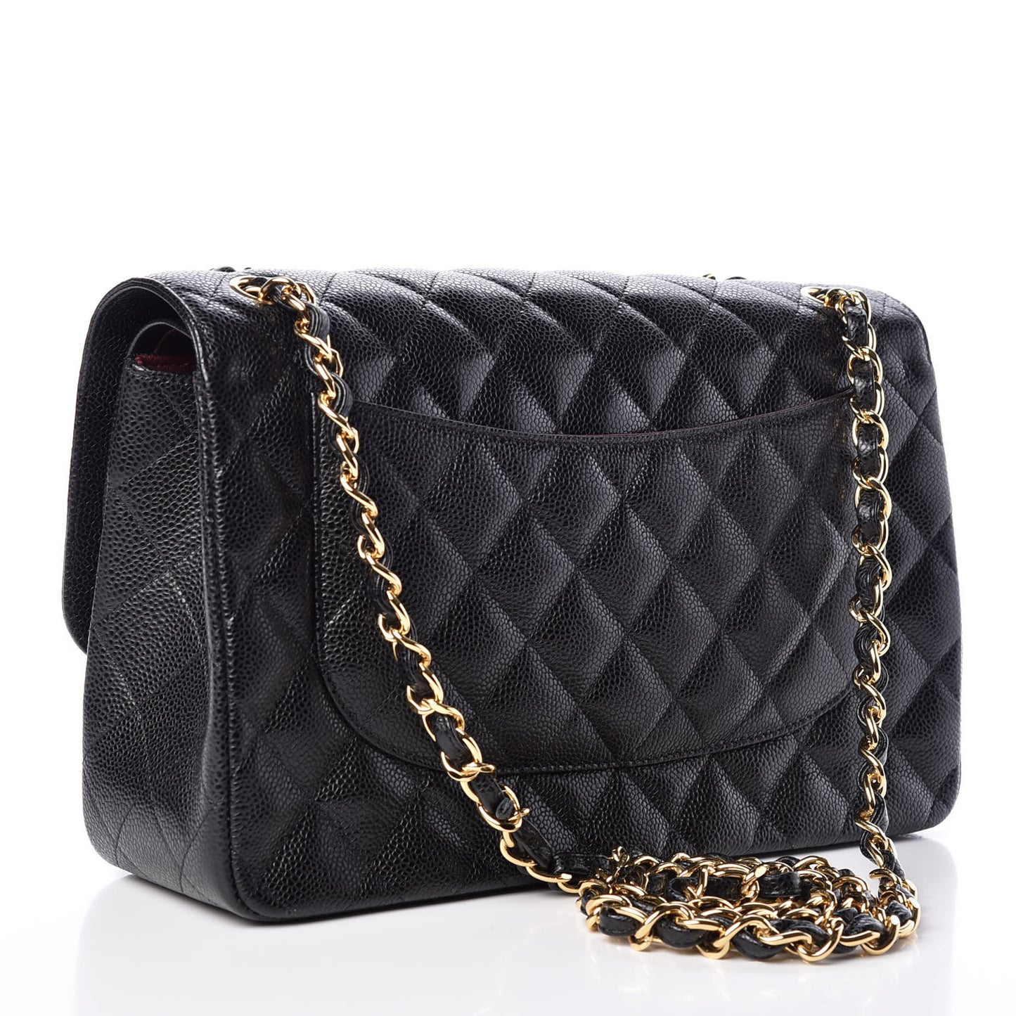 Caviar Quilted Jumbo Double Flap Black