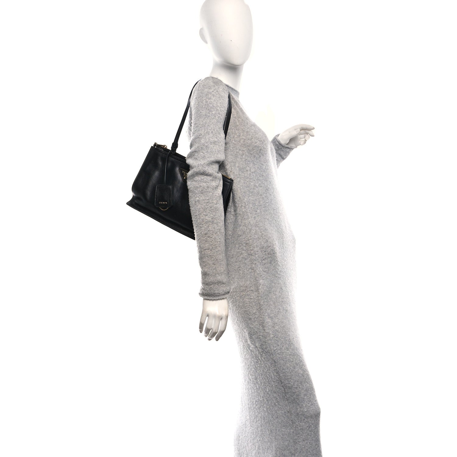 Prada Glace Calfskin Tote Black 2 of 10