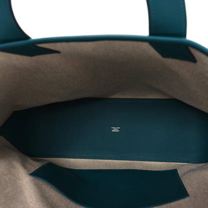 Hermes Swift Toile H Tufted Cabas H En Biais 40 Ecru Bleu Vert Bosphore 5 of 9