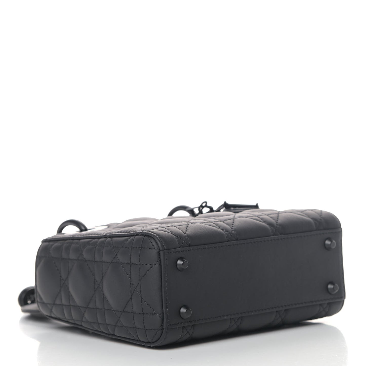 Ultra Matte Calfskin Cannage Mini Lady Dior Black