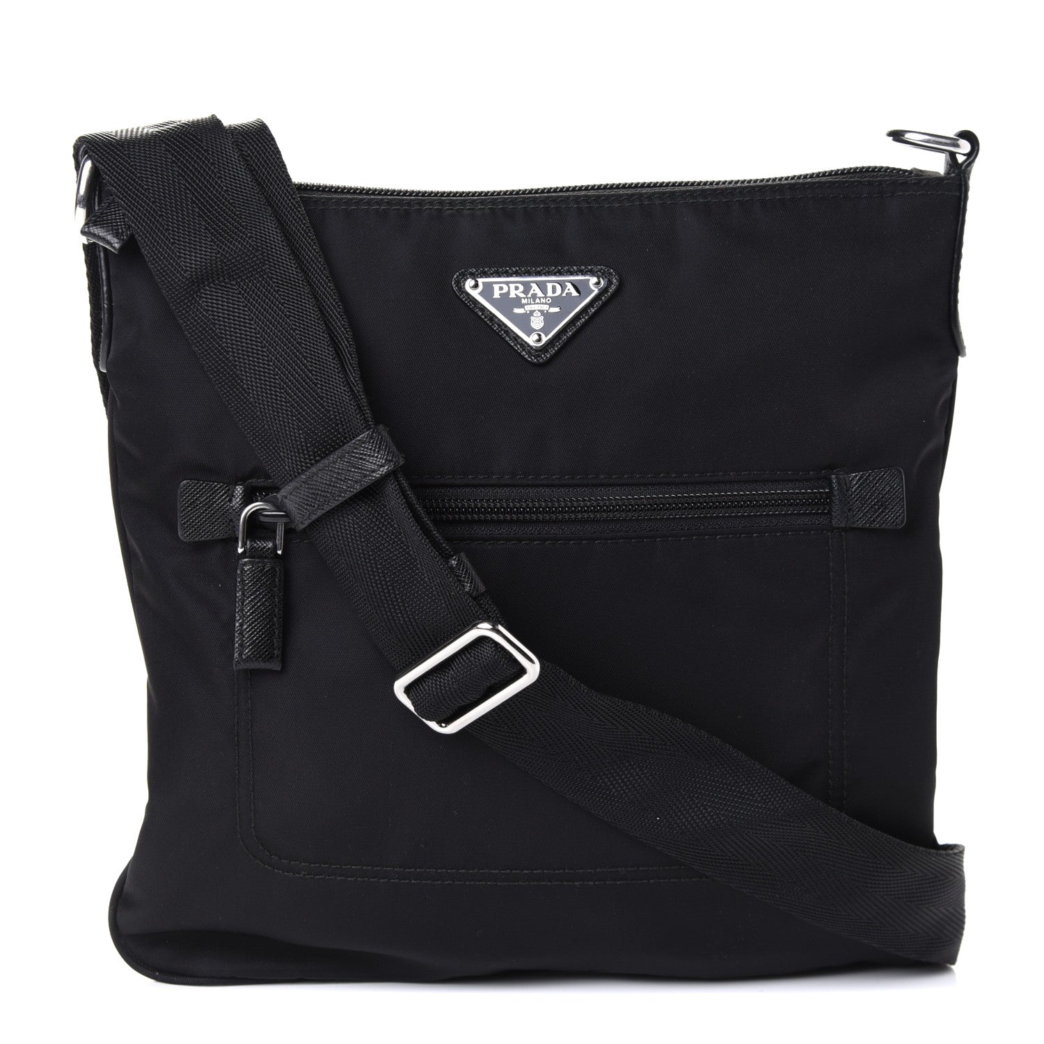 Prada Nylon Saffiano Flat Messenger Bag Black 2 of 8